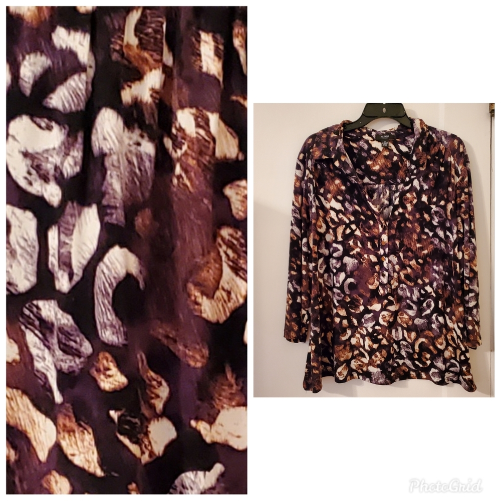 3X Alfani Animal Print Blouse